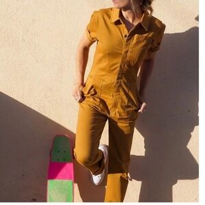 ATWYLD Tan/Carmel Cotton Chino Twill Vintage Inspired Pit Crew Jumpsuit NWT S